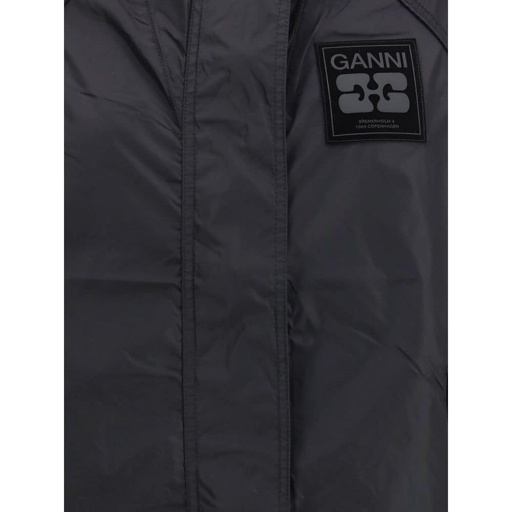 Ganni Black Nylon Shell Jacket - Image 3