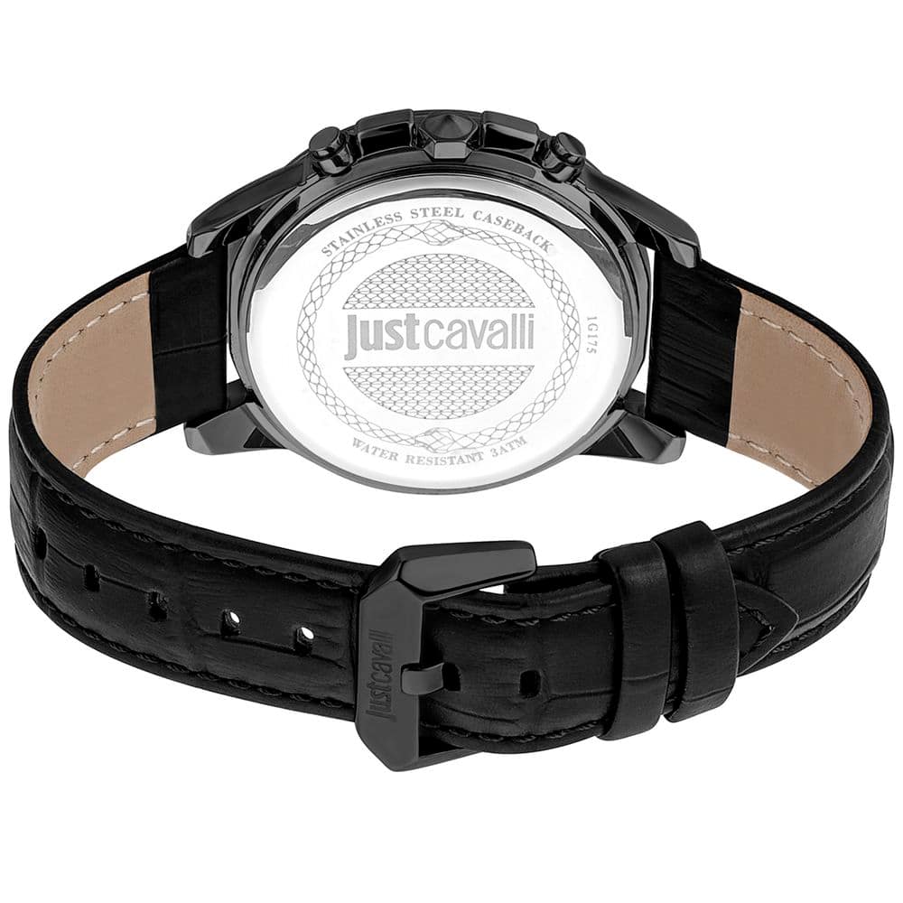 Just Cavalli Black Leather Dress Watch - Image 2
