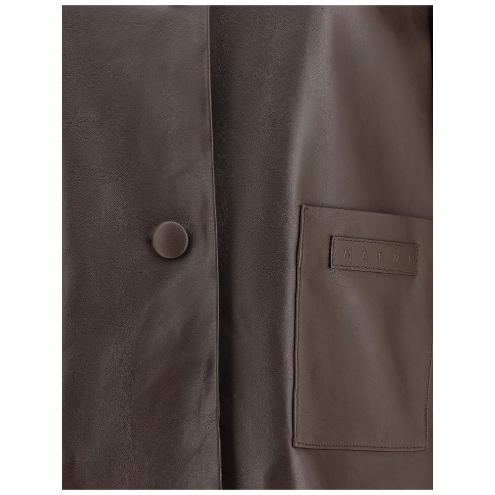Marni Brown Leather Jacket - Image 3