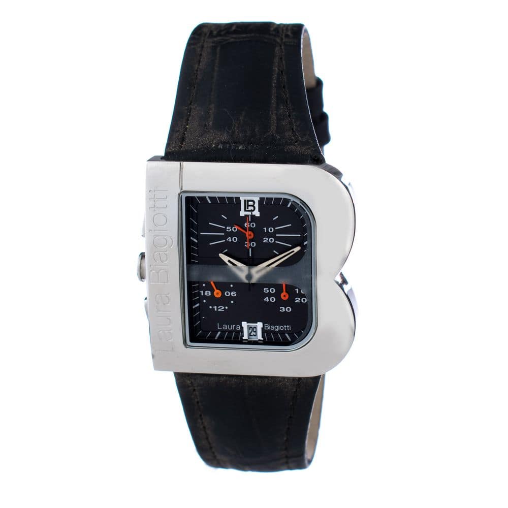 Laura Biagiotti Black Leather Dress Watch