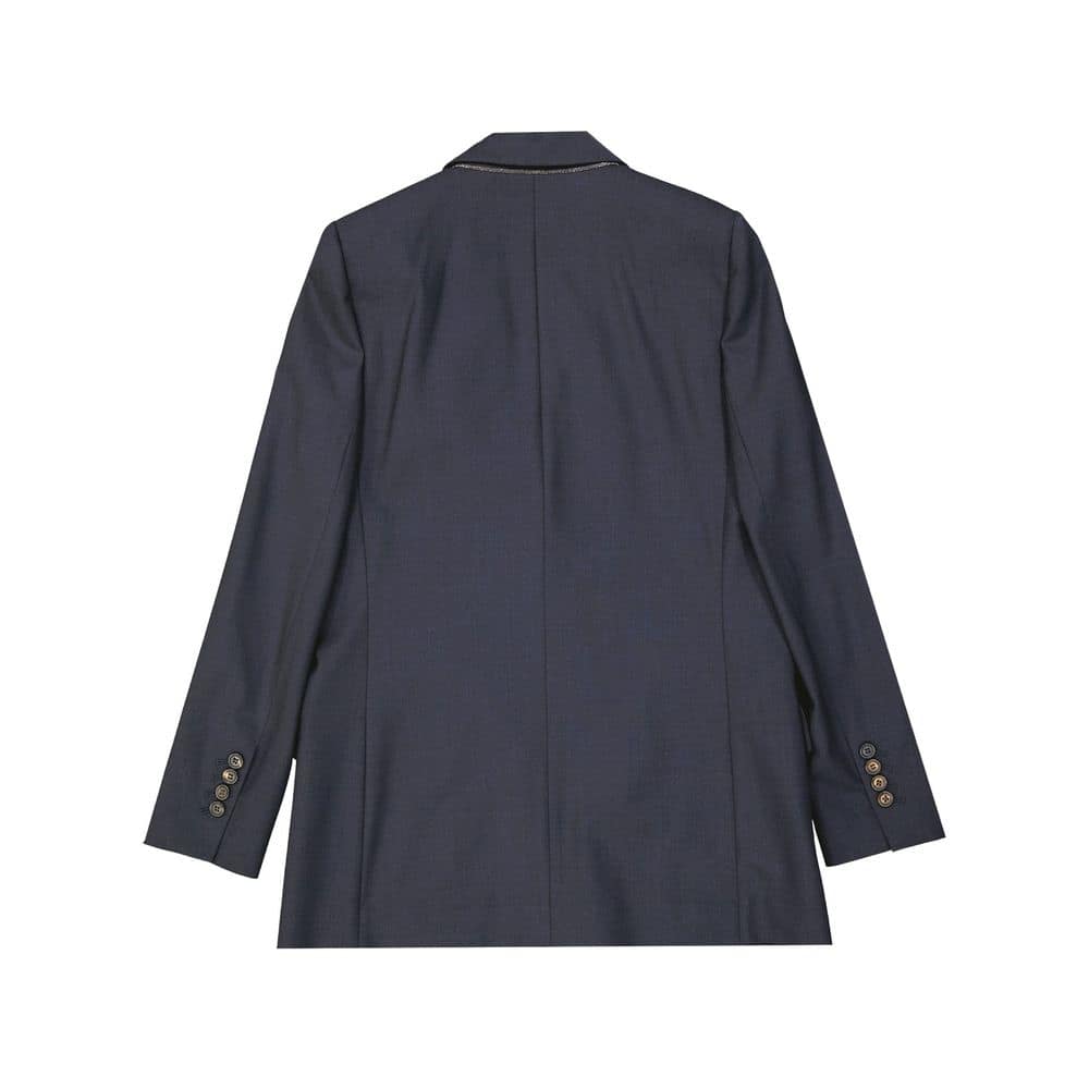 Brunello Cucinelli Blue Virgin Wool Coat - Image 2