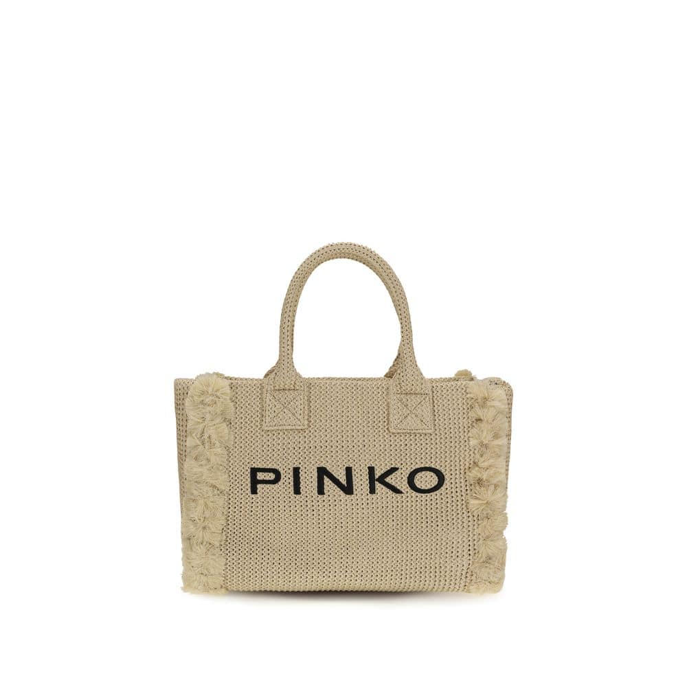 PINKO Beige Raffia Shoulder Bag