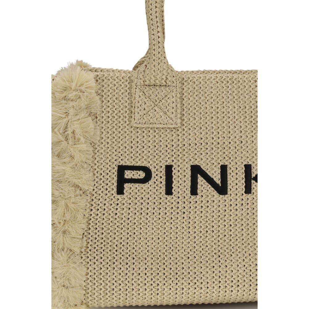 PINKO Beige Raffia Shoulder Bag - Image 4