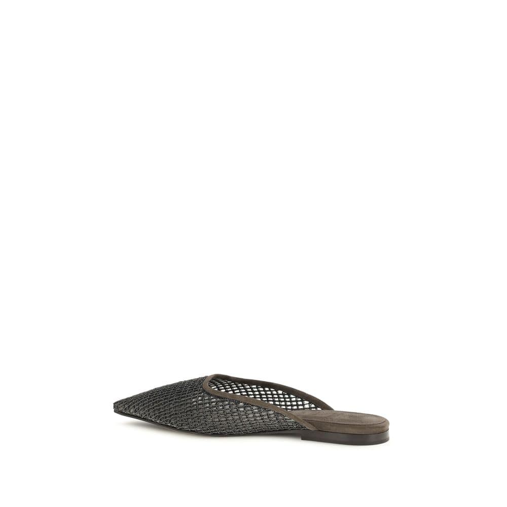 Brunello Cucinelli Brown Calf Leather Bos Taurus Ballet Flats - Image 3