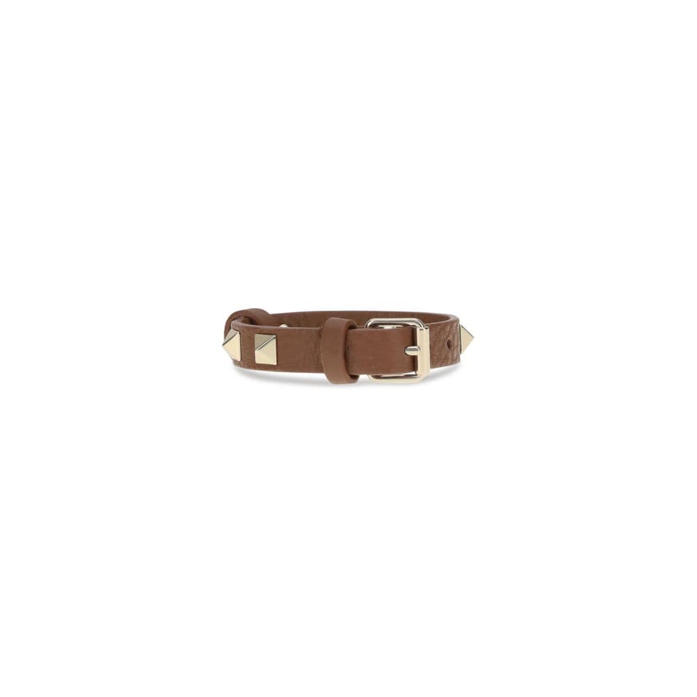 Valentino Garavani Brown Leather and Metal Bracelet - Image 2