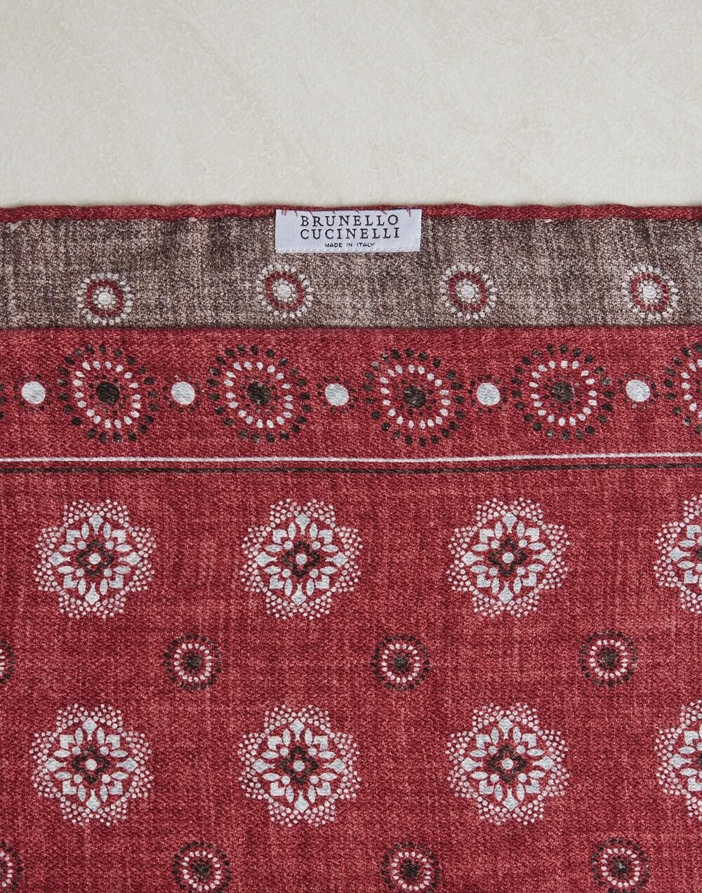 Brunello Cucinelli Bordeaux Silk Pocket Square - Image 2