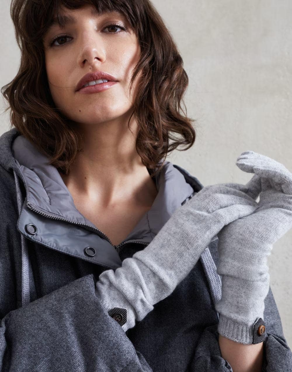 Brunello Cucinelli Natural Cashmere Gloves - Image 3