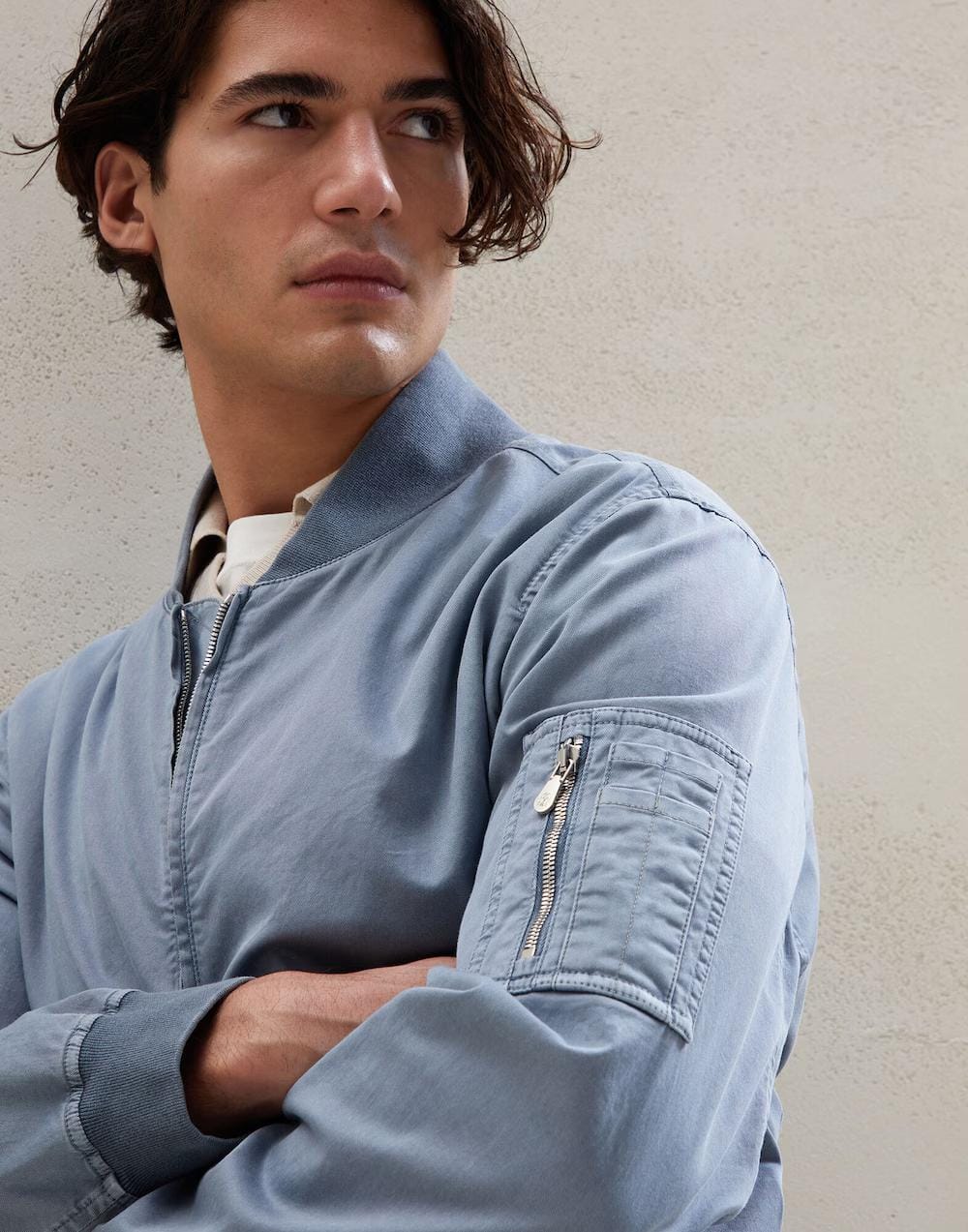 Brunello Cucinelli Blue Cotton Bomber - Image 2