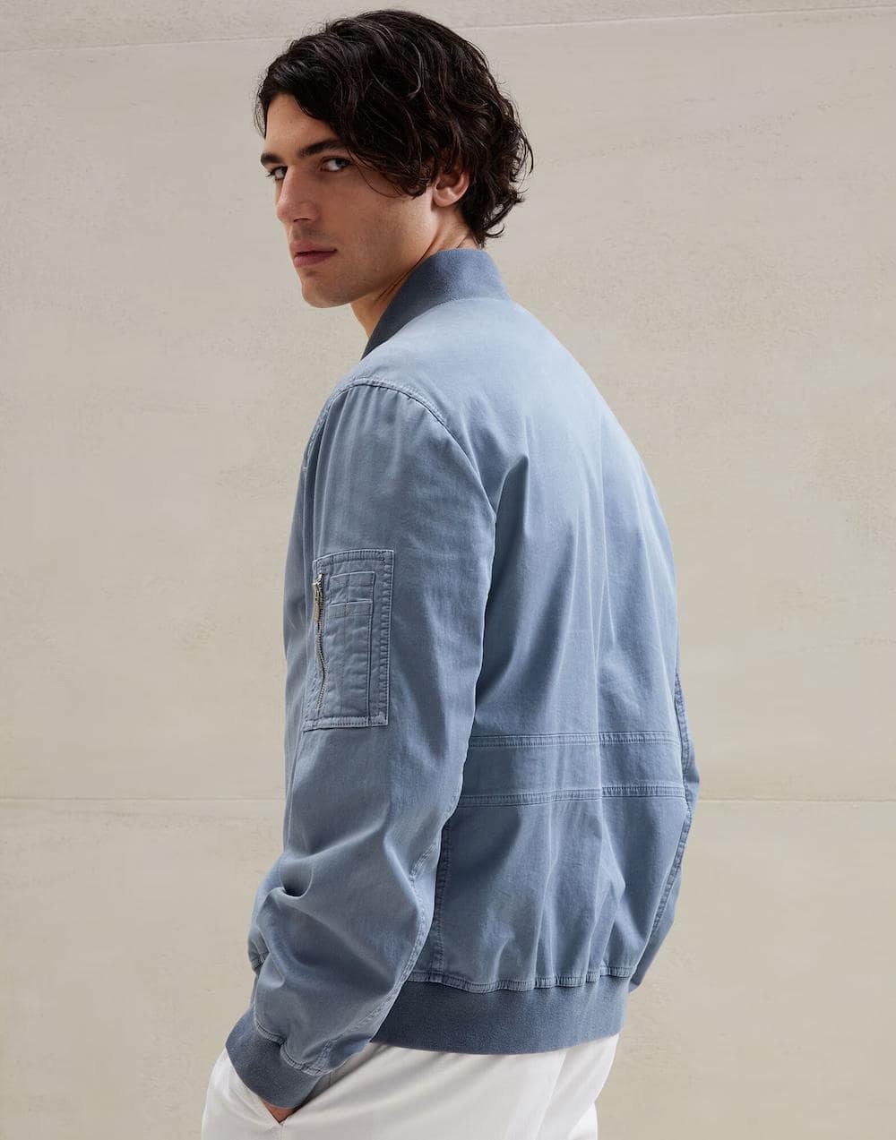 Brunello Cucinelli Blue Cotton Bomber - Image 4