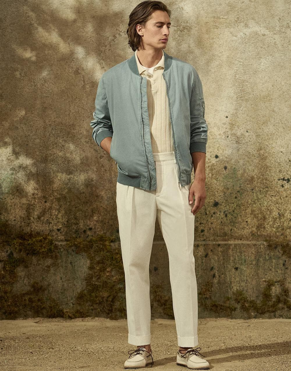 Brunello Cucinelli Blue Cotton Bomber - Image 5