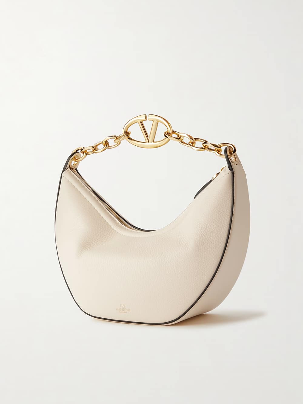 Valentino Garavani Ivory Leather Small Hobo Vlogo Shoulder Bag - Image 3