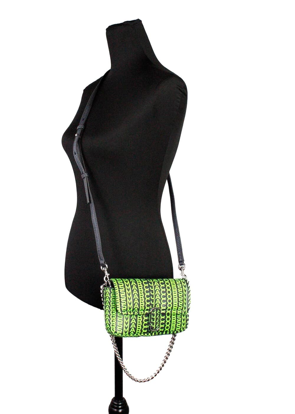 Marc Jacobs Neon Green The Monogram Leather J Marc Mini Shoulder Bag Crossbody - Image 2