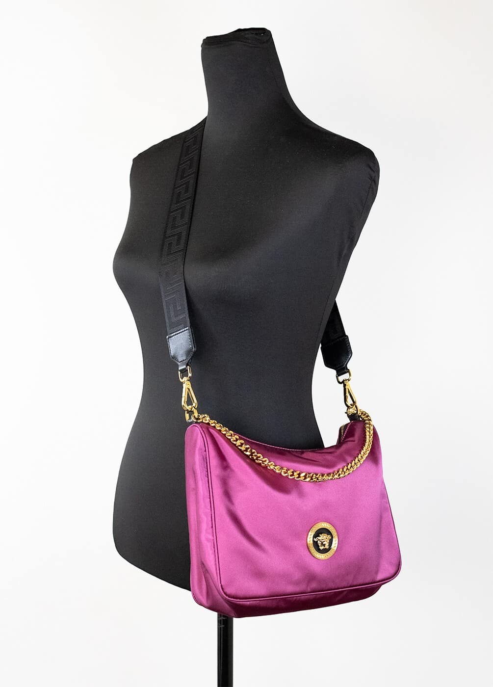 Versace Small Dahlia Nylon Fabric Medusa Pendant Crossbody Shoulder Purse Bag - Image 5