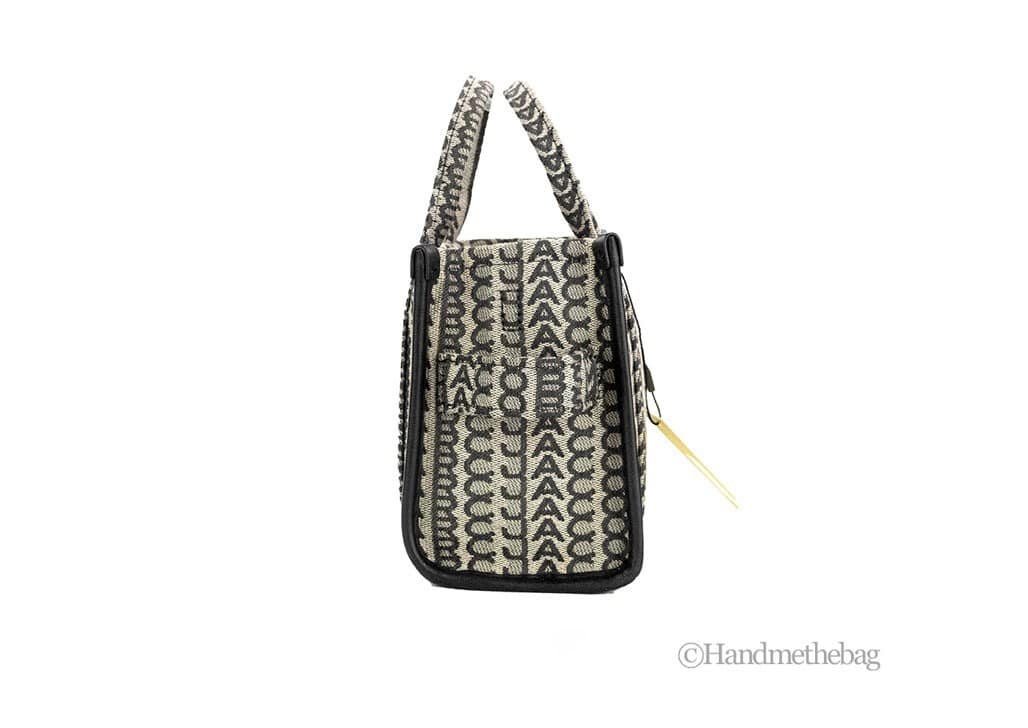 Marc Jacobs The Monogram Beige Mini Tote Woven Jacquard Canvas Crossbody Handbag - Image 4