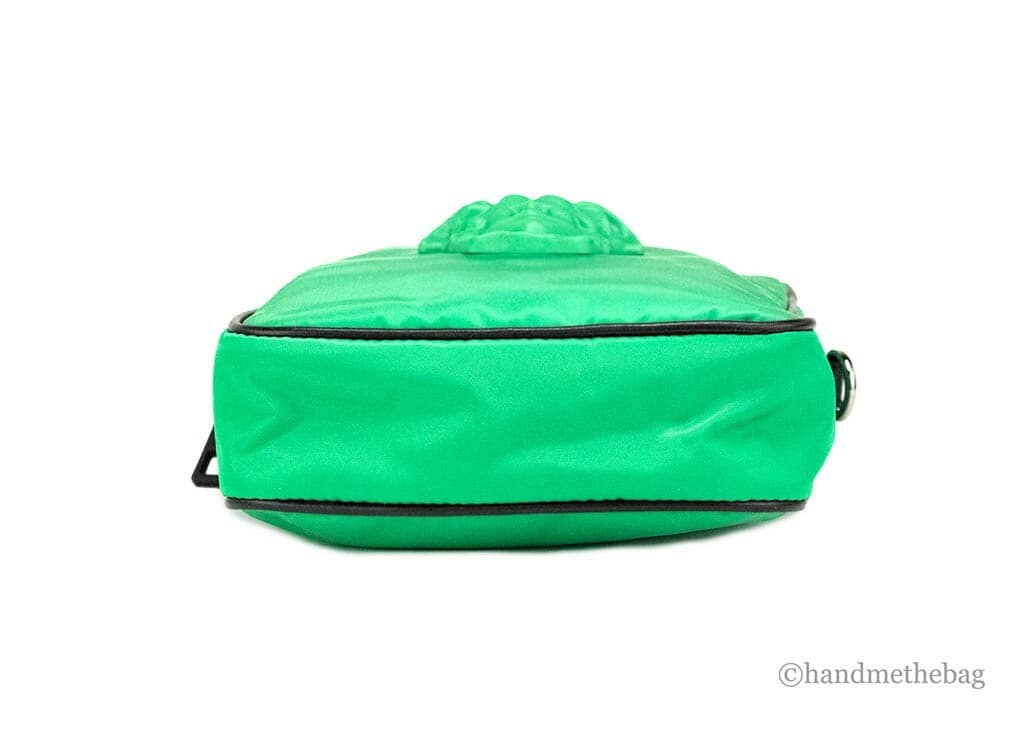 Versace Small Bright Green Nylon Fabric Medusa Crossbody Messenger Bag Purse - Image 5