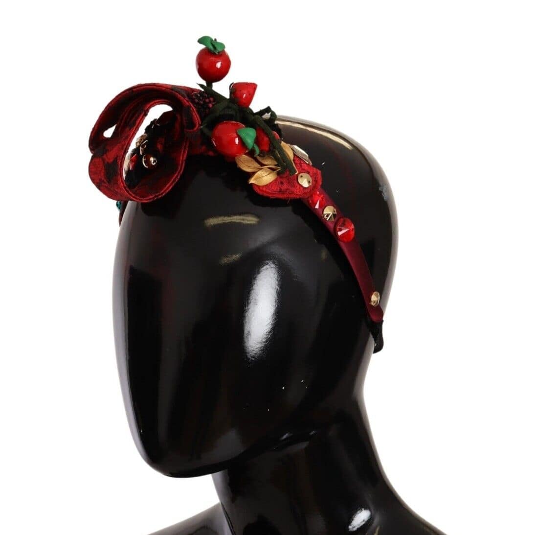 Dolce & Gabbana Red Tiara Berry Fruit Crystal Bow Hair Diadem Headband - Image 6