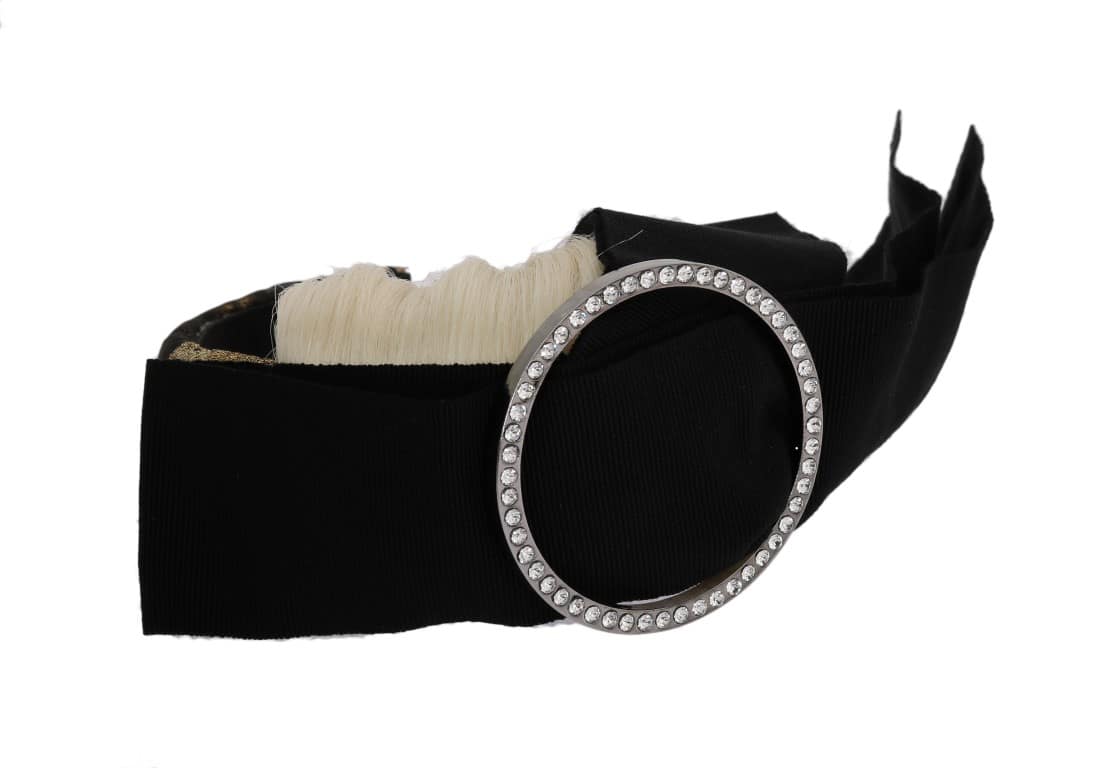 Dolce & Gabbana Black Crystal White Diadem Headband - Image 4