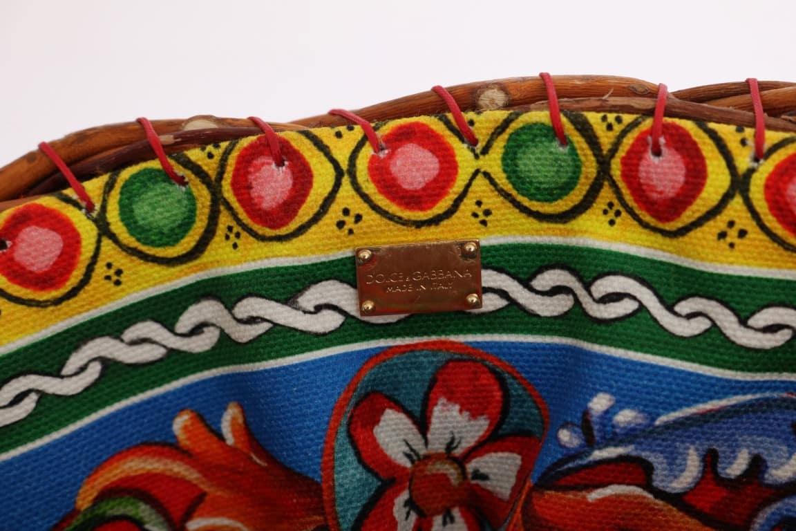 Dolce & Gabbana Multicolor AGNESE Straw Crystal Pom Pom Bag - Image 7