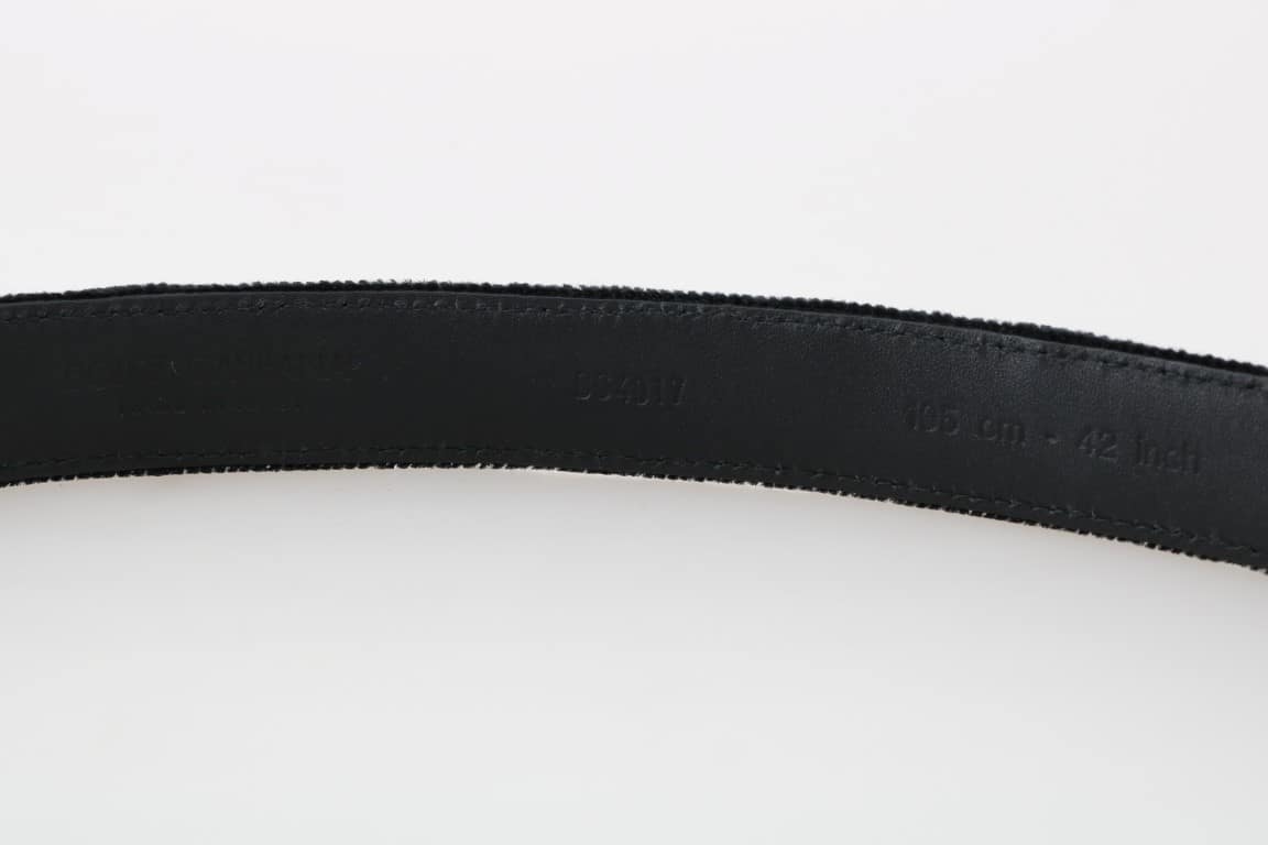 Dolce & Gabbana Black Cotton Royal Bee Embroidery Belt - Image 5