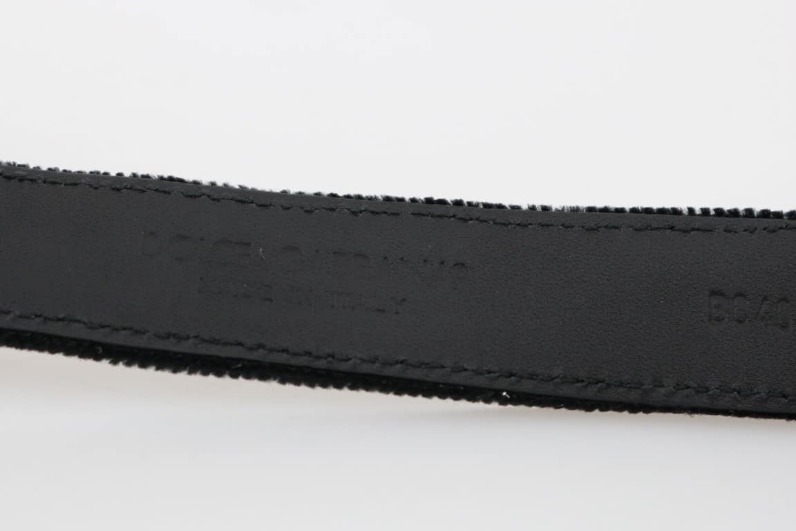 Dolce & Gabbana Black Cotton Royal Bee Embroidery Belt - Image 6