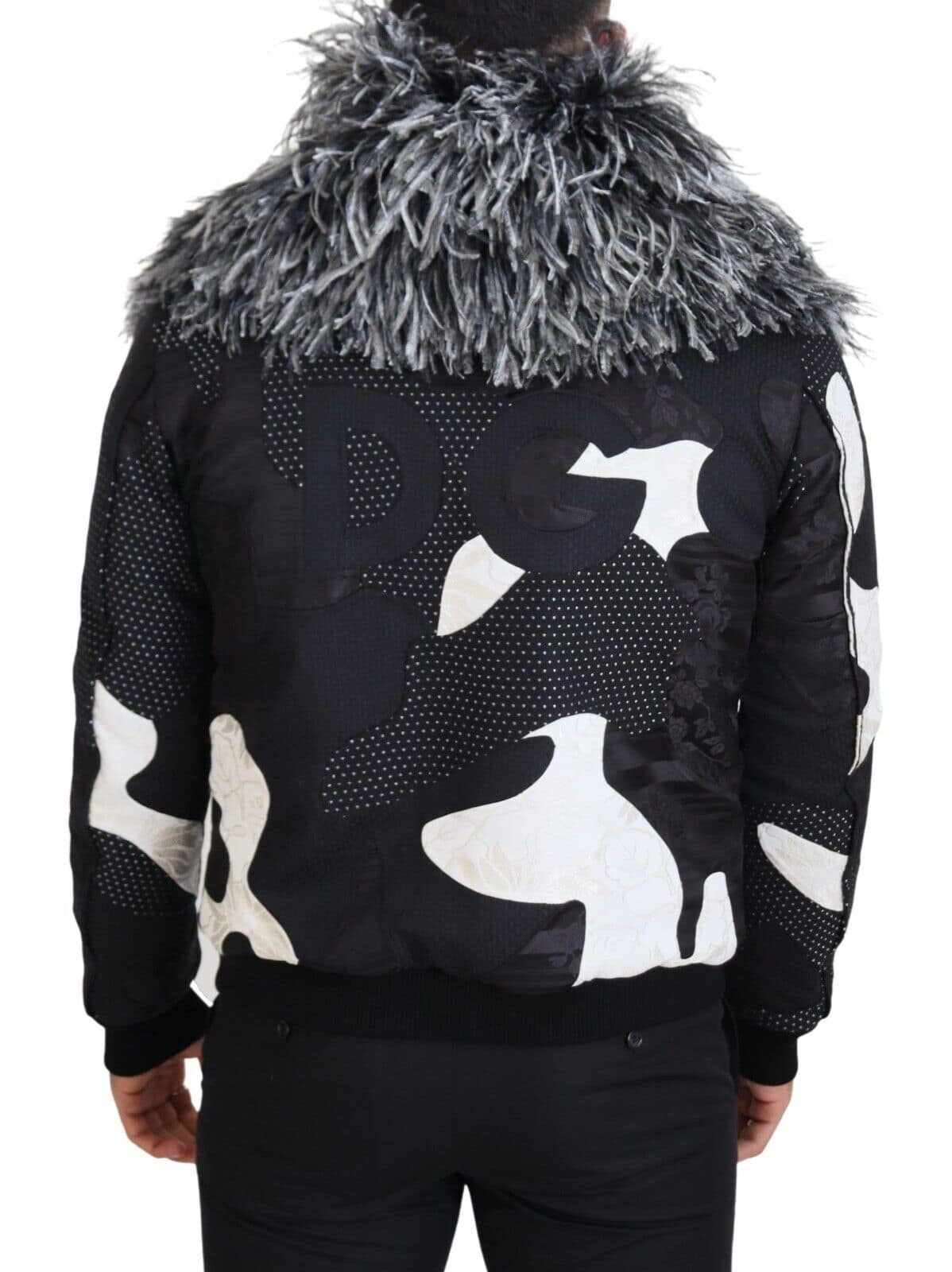 Dolce & Gabbana Black White Fur Shearling Full Zip Jacket - Image 3
