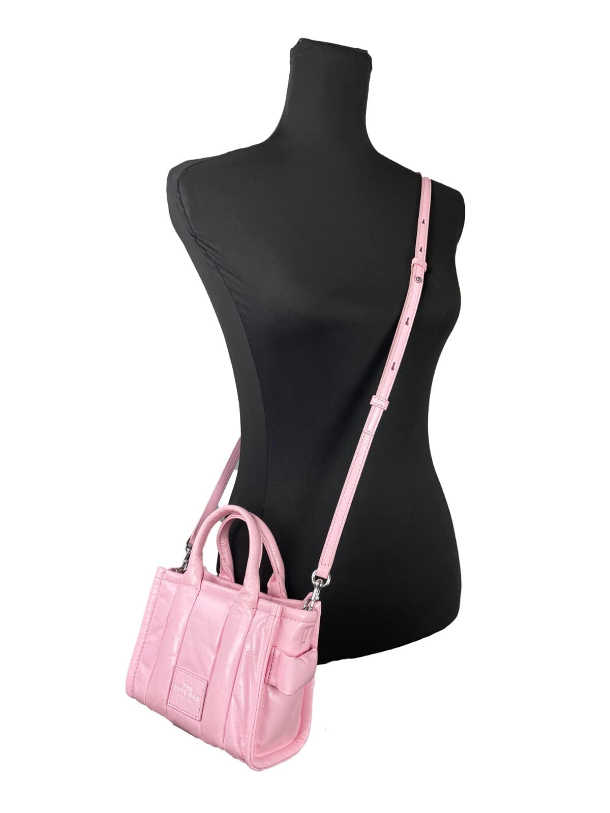 Marc Jacobs The Shiny Crinkle Micro Tote Bubblegum Leather Crossbody - Image 4