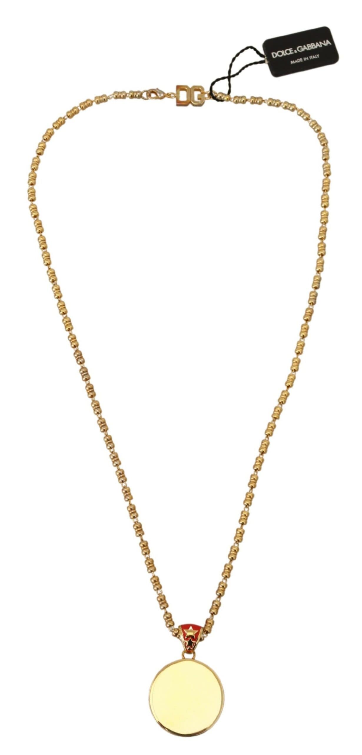 Dolce & Gabbana Gold Brass Chain SUPER PIG Pendant Logo Necklace - Image 4