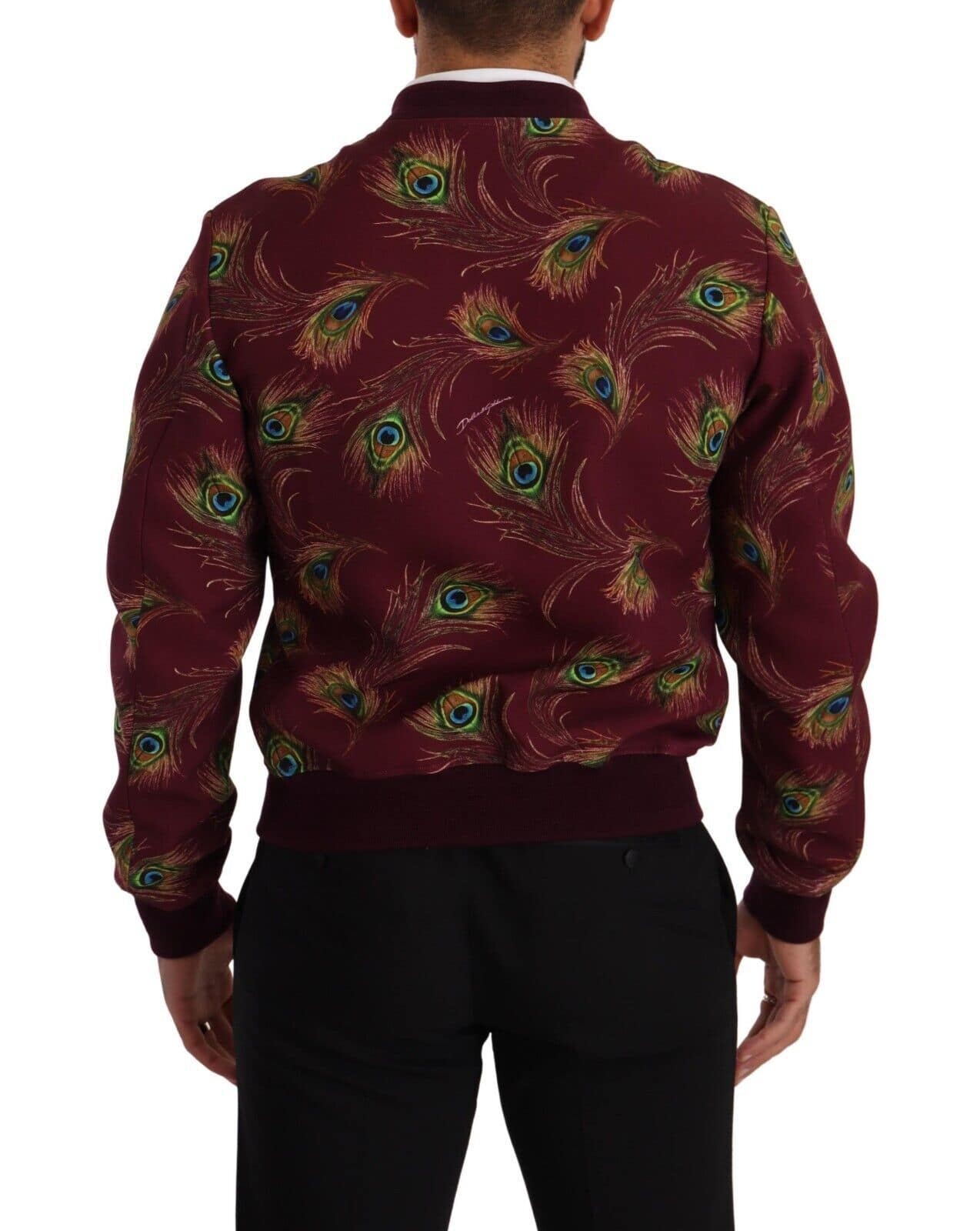 Dolce & Gabbana Red Peacock Polyester Stretch Full Zip Jacket - Image 2