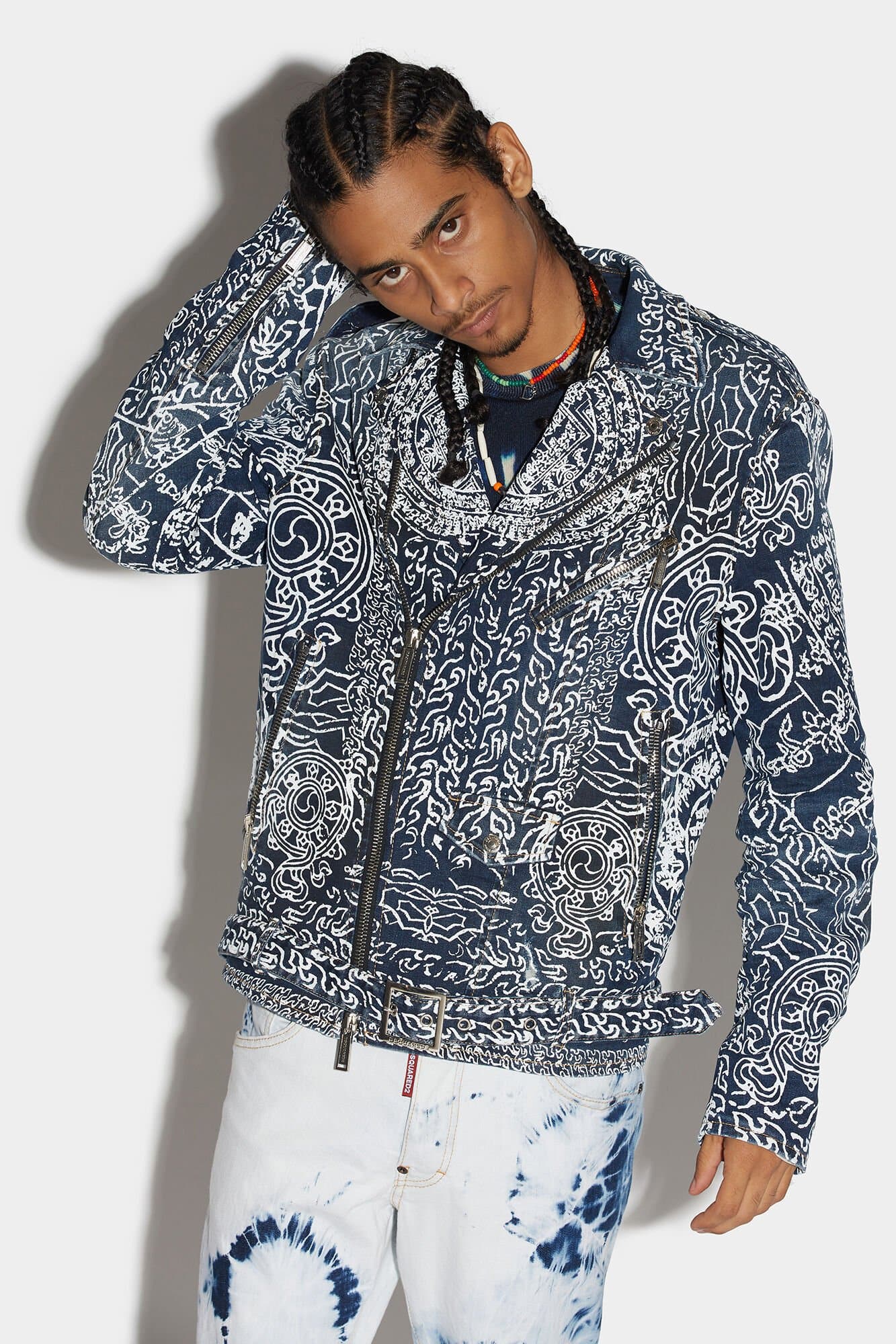 Dsquared² Blue Fibres Biker Jacket