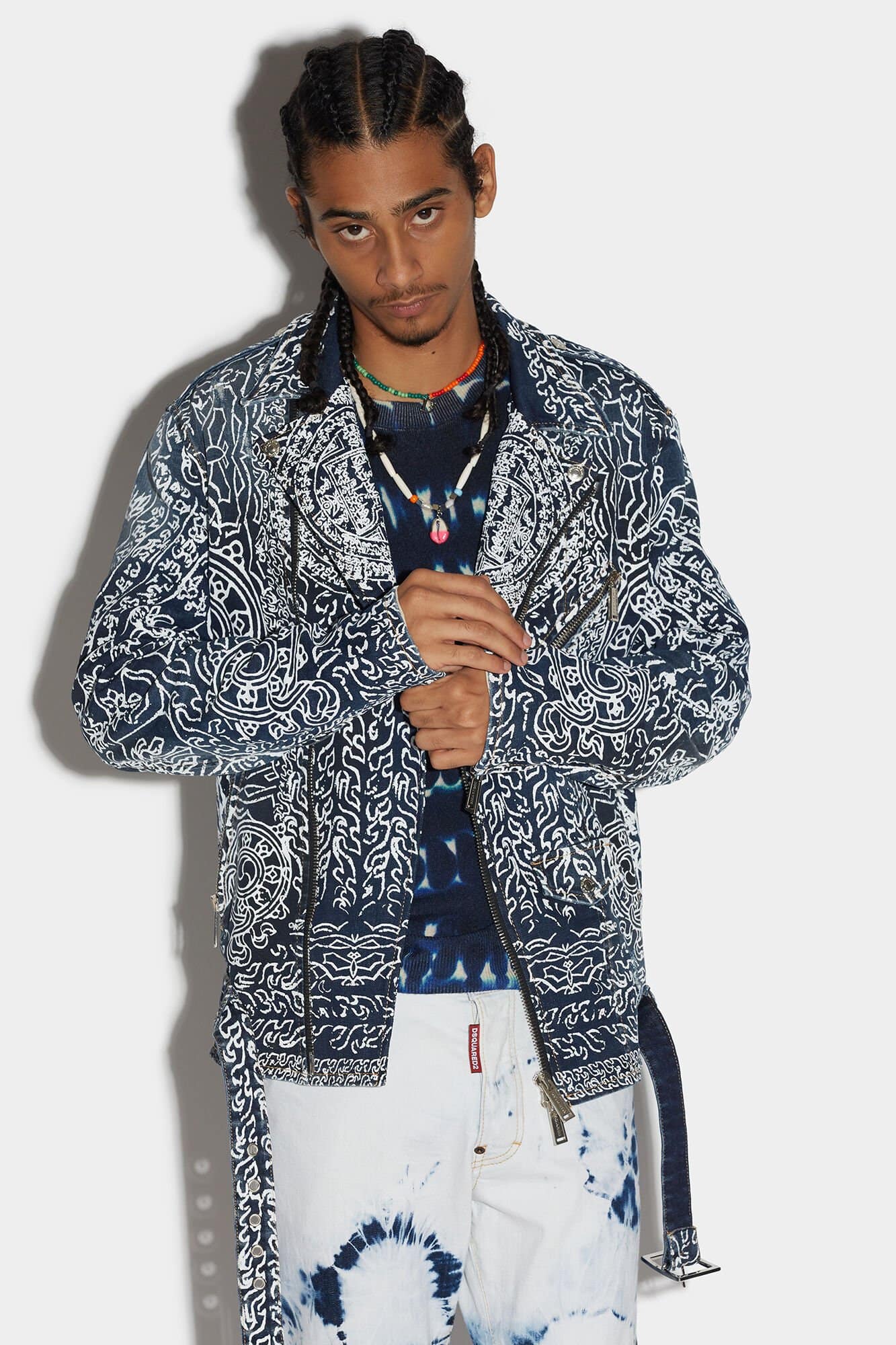 Dsquared² Blue Fibres Biker Jacket - Image 3