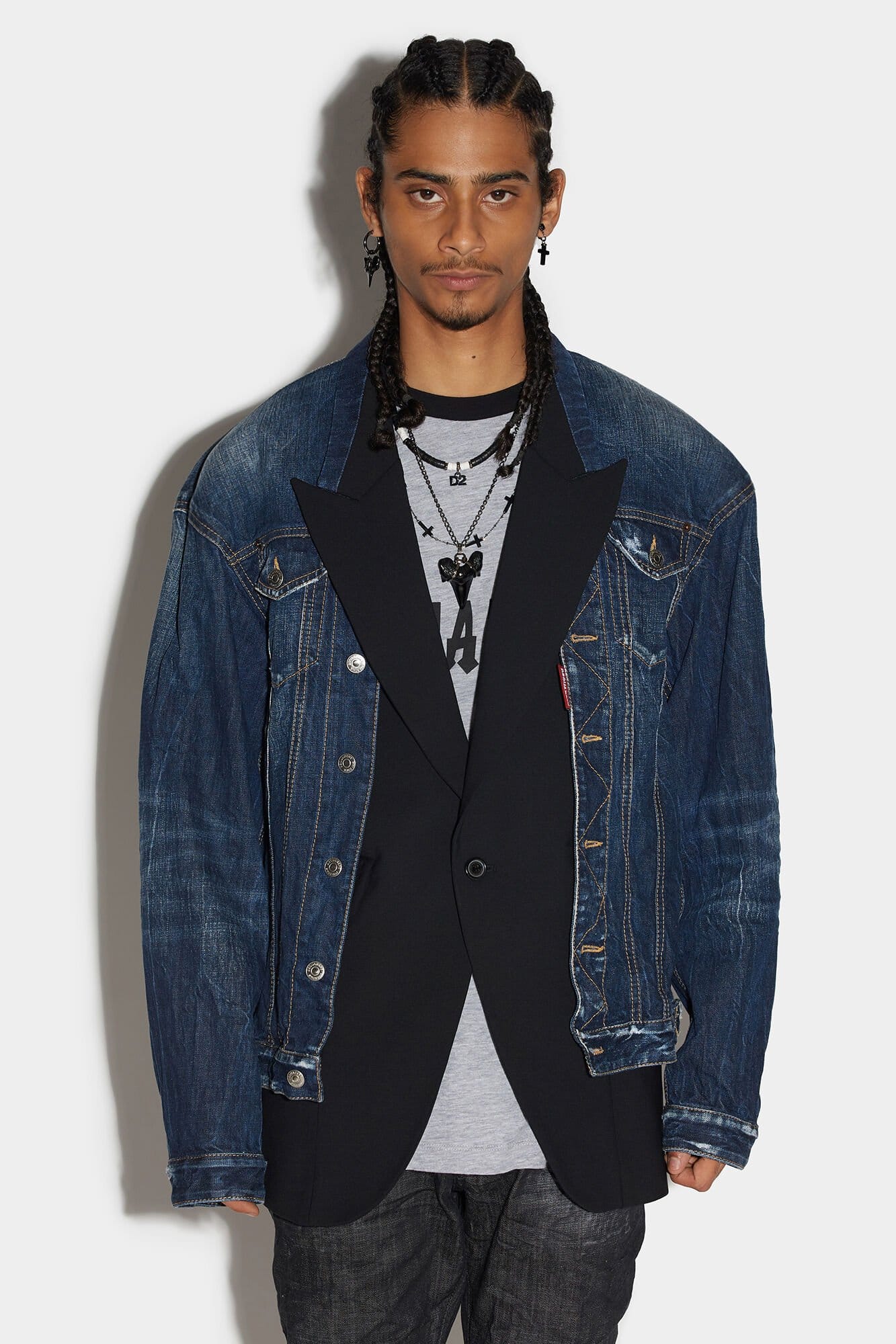 Dsquared² Navy Blue Fibres Denim Jacket