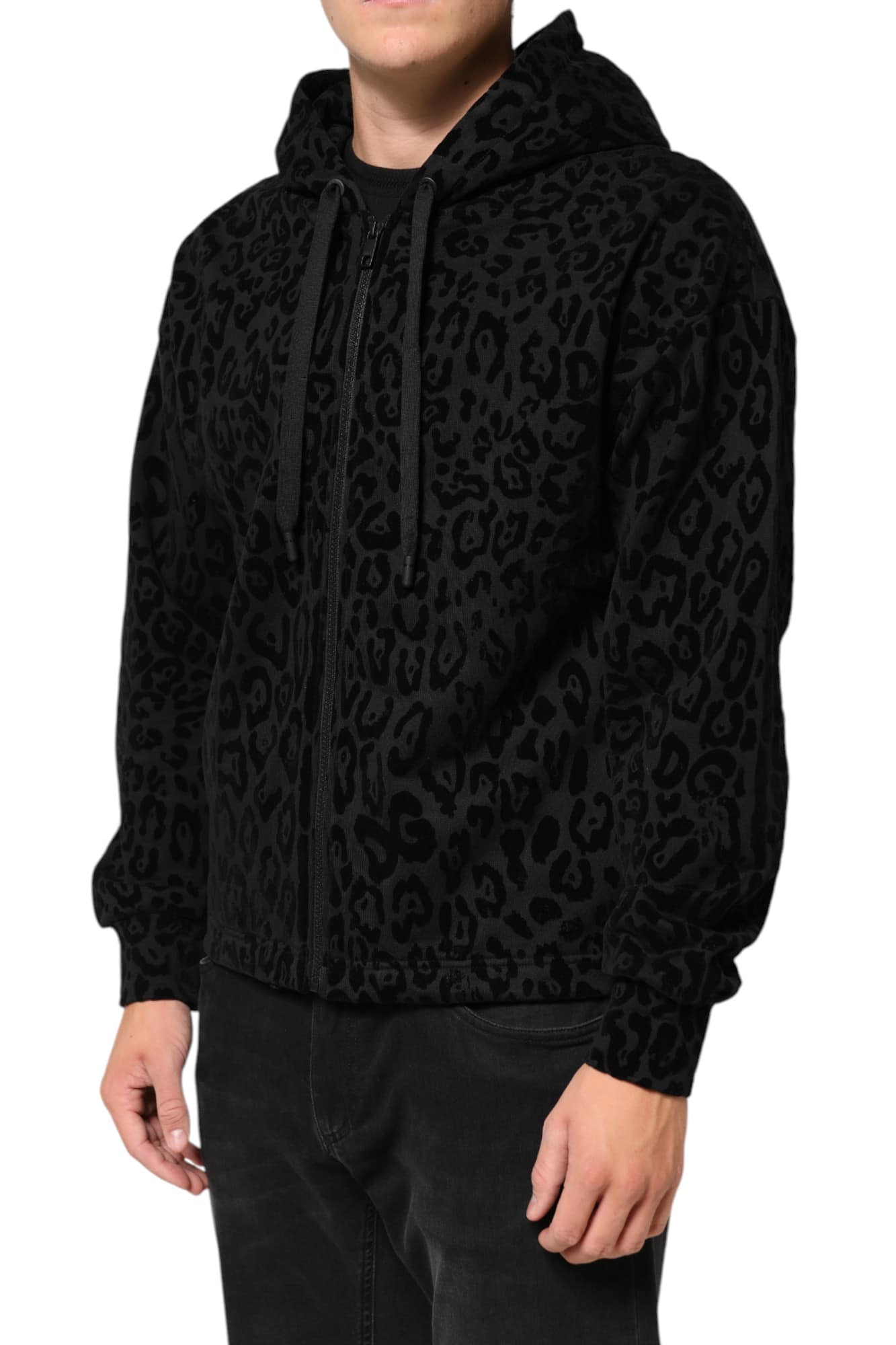 Dolce & Gabbana Black Cotton Hooded Full Zip Bomber Jacket - Image 3