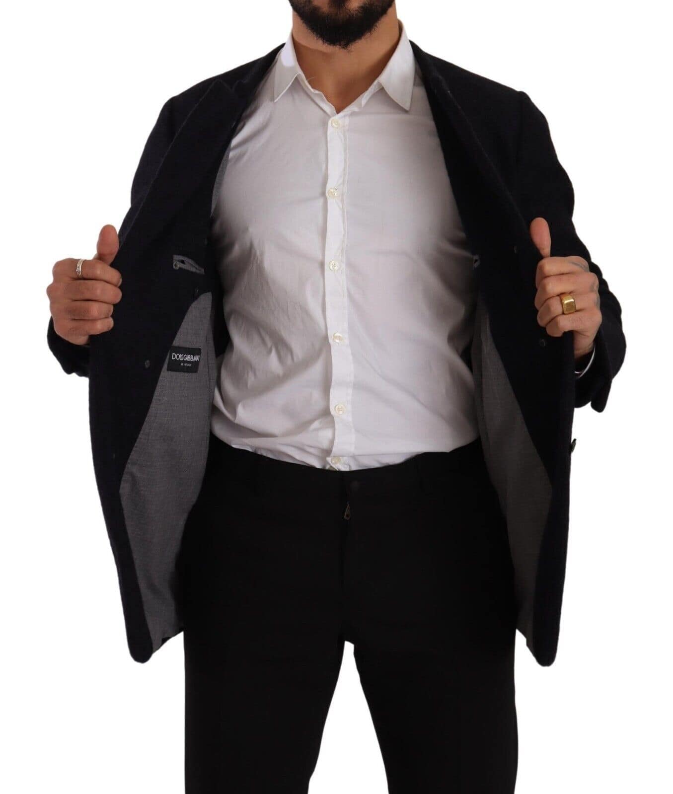 Dolce & Gabbana Gray Alpaca Button Down Men Coat Jacket - Image 6