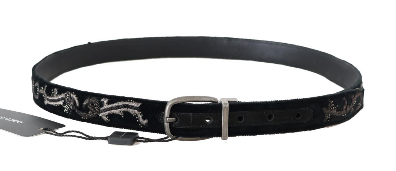 Dolce & Gabbana Black Cotton Royal Bee Embroidery Belt - Image 3