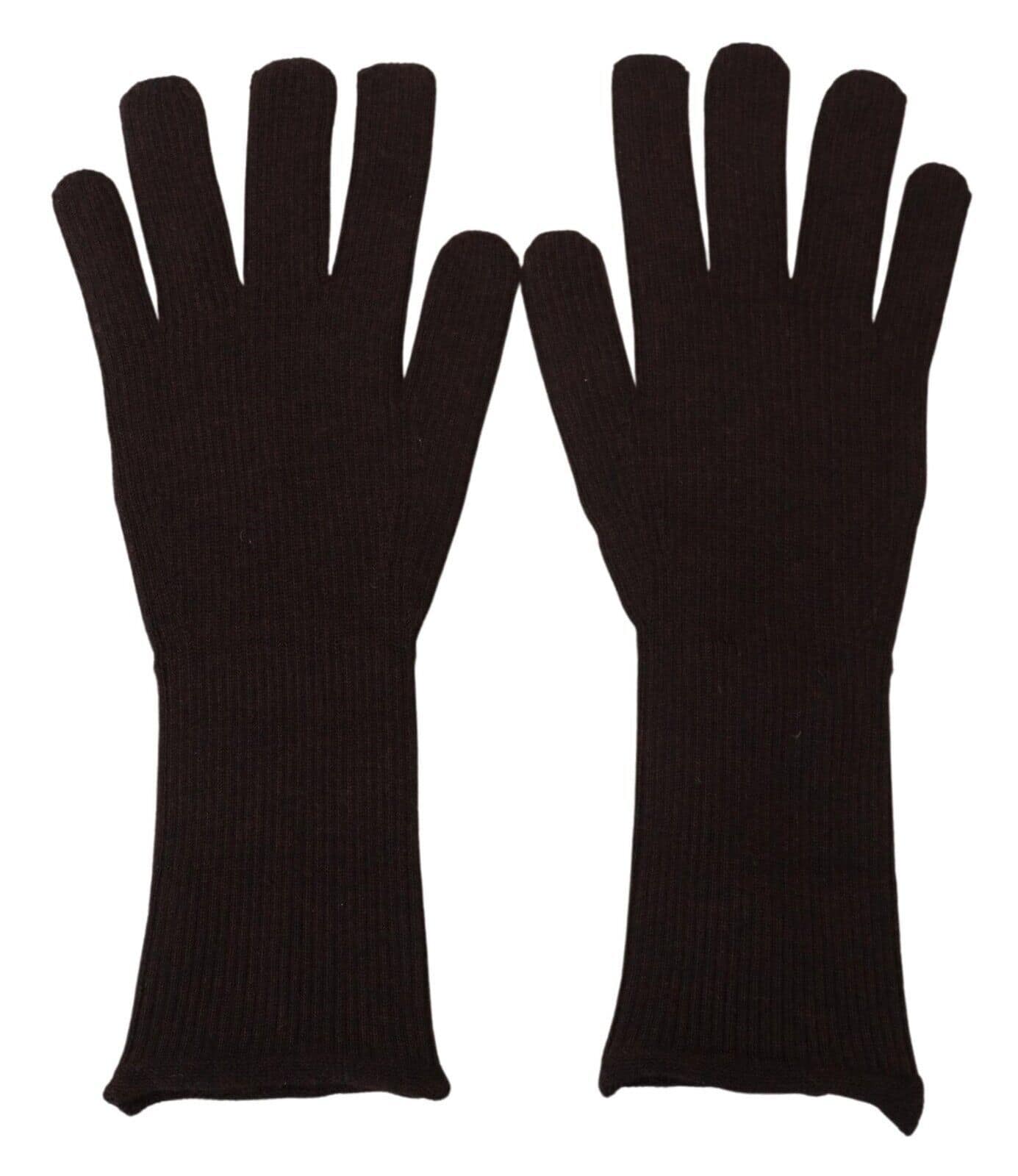 Dolce & Gabbana Brown Cashmere Silk Hands Mitten Mens Gloves - Image 3