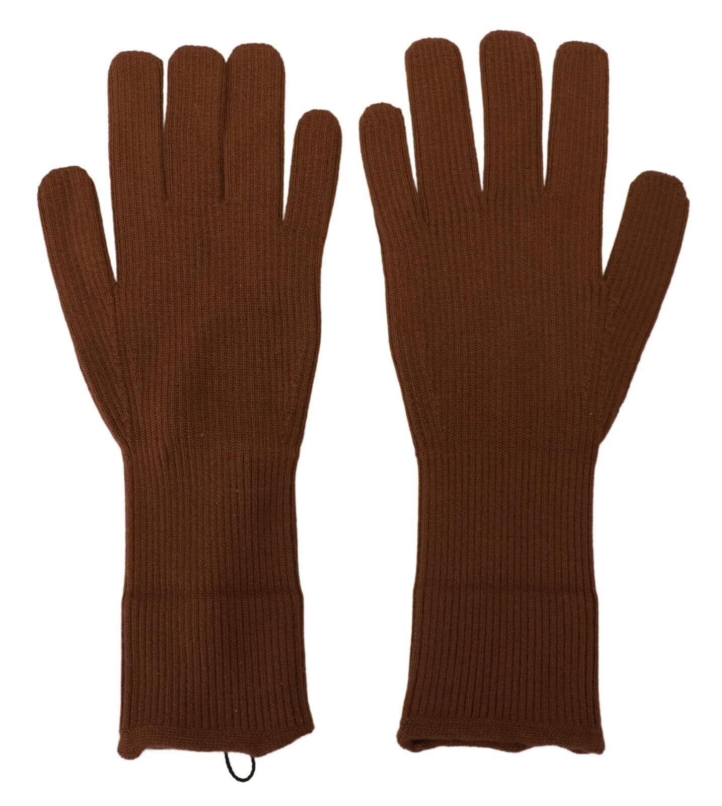 Dolce & Gabbana Brown Cashmere Knitted Hands Mitten Mens Gloves - Image 3