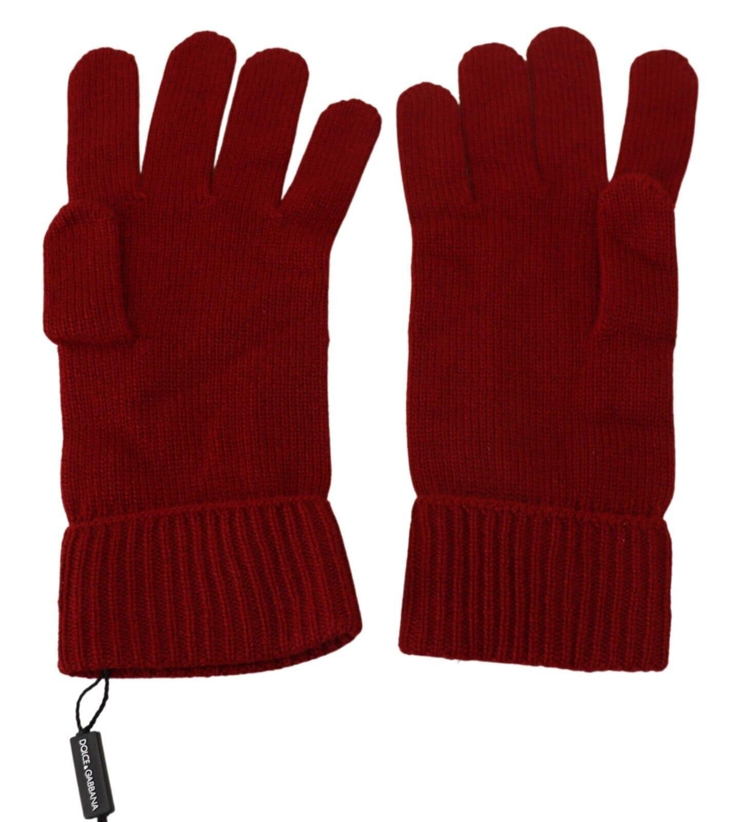 Dolce & Gabbana Red 100% Cashmere Knit Hands Mitten Mens Gloves - Image 3