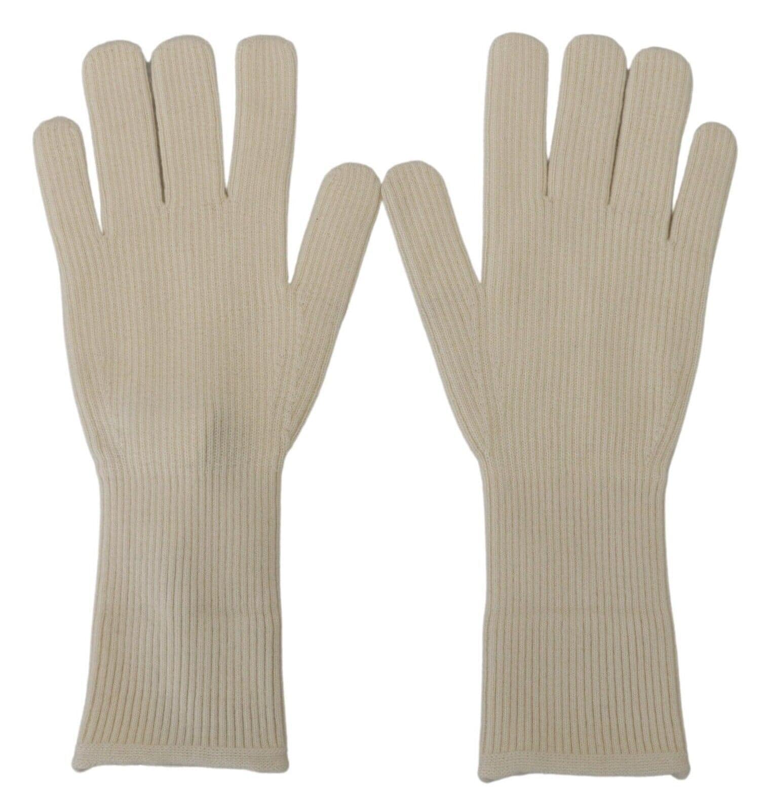 Dolce & Gabbana White Cashmere Knitted Hands Mitten Mens Gloves - Image 5
