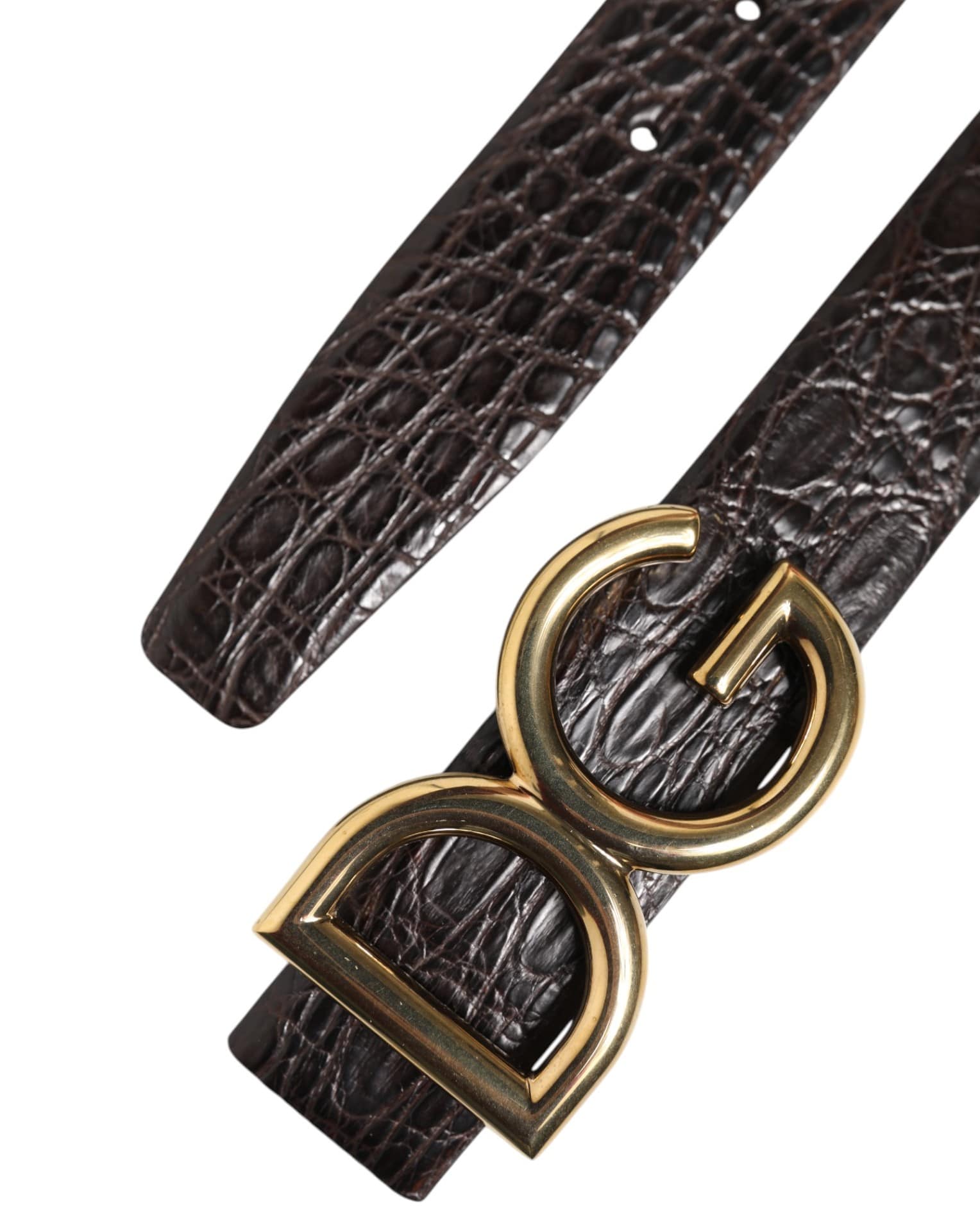 Dolce & Gabbana Black Exotic Leather DG Logo Buckle Belt - Image 7