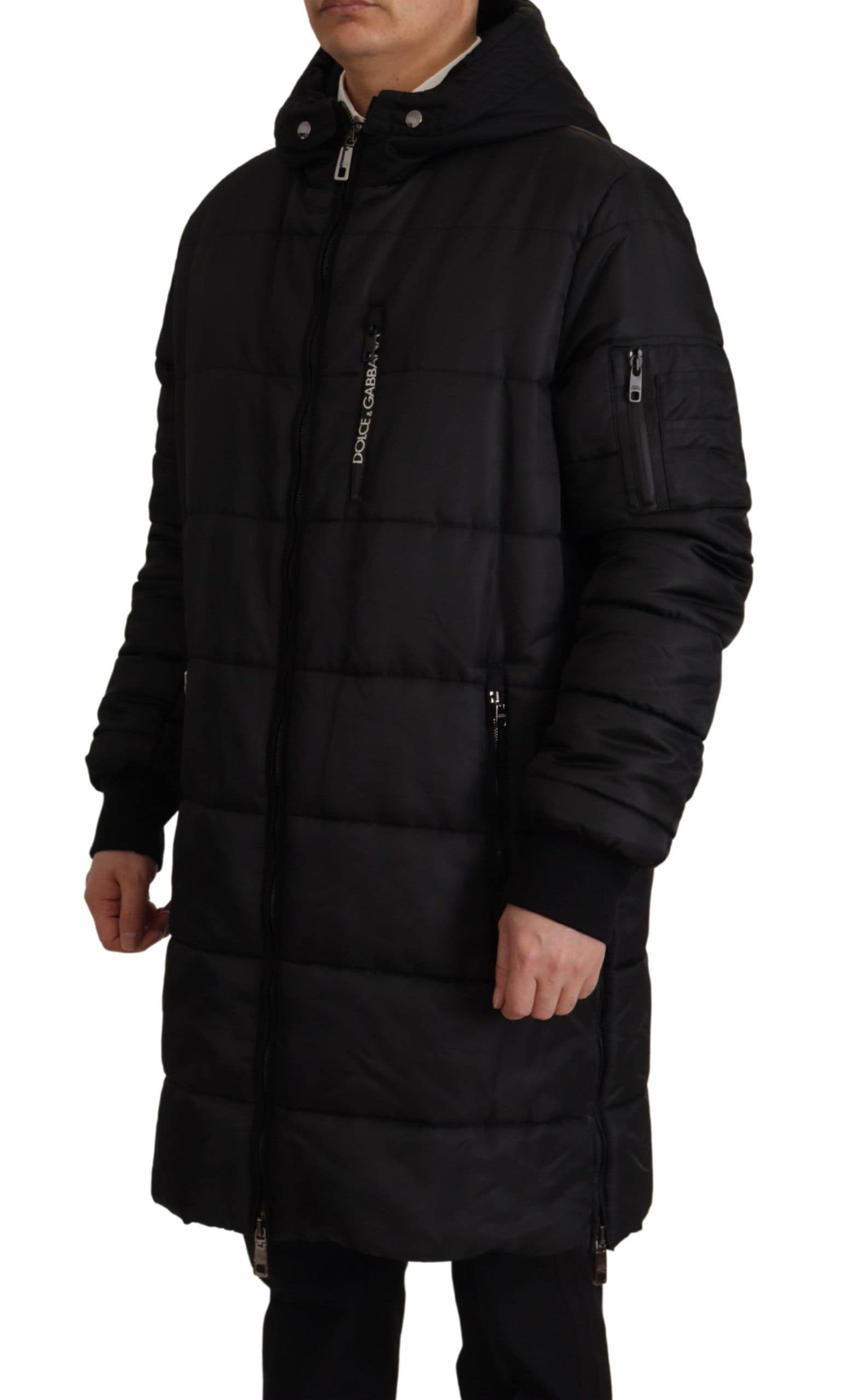 Dolce & Gabbana Black Nylon Hooded Parka Coat Winter Jacket - Image 6