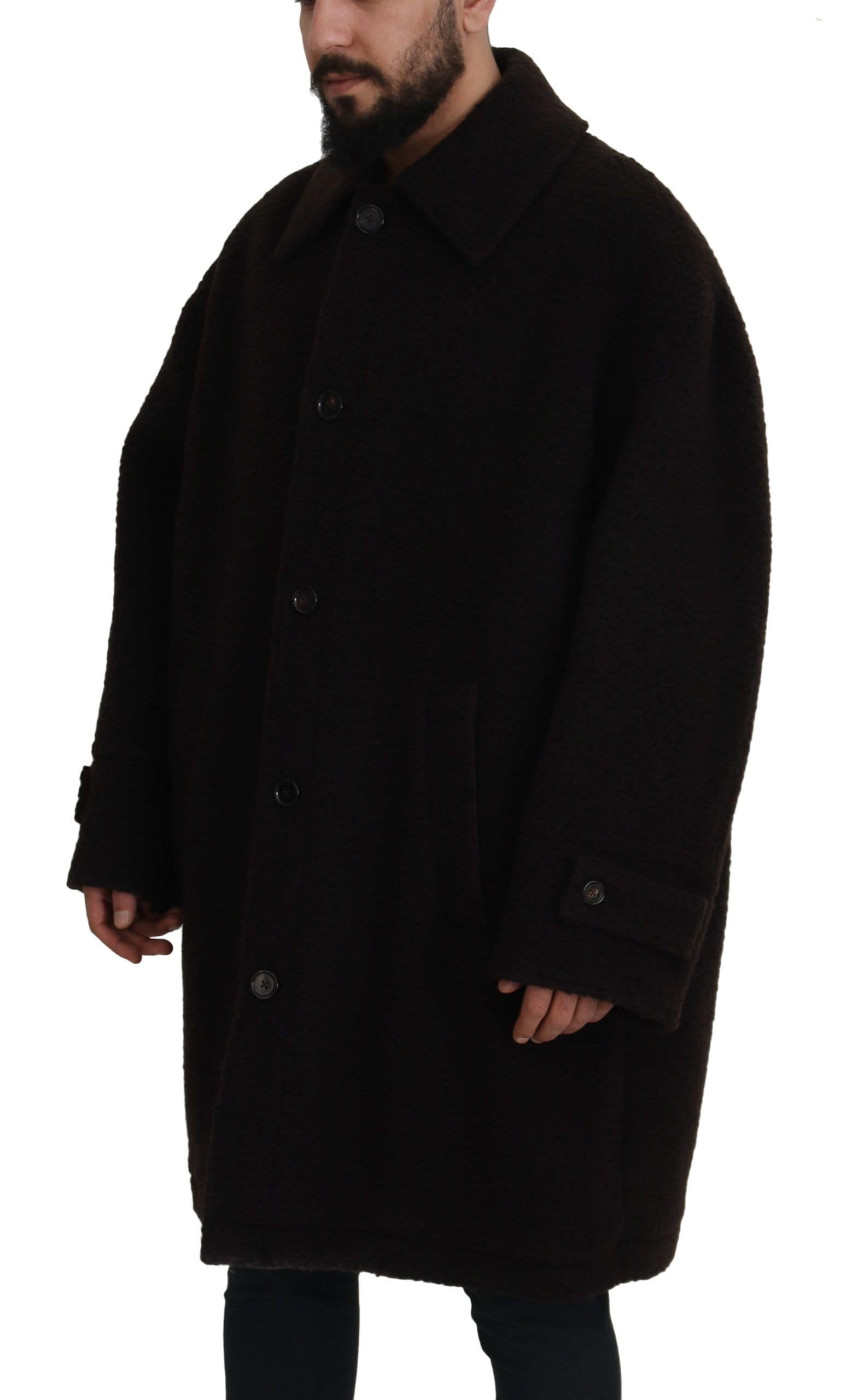 Dolce & Gabbana Black Alpaca Button Down Trench Coat Jacket - Image 6