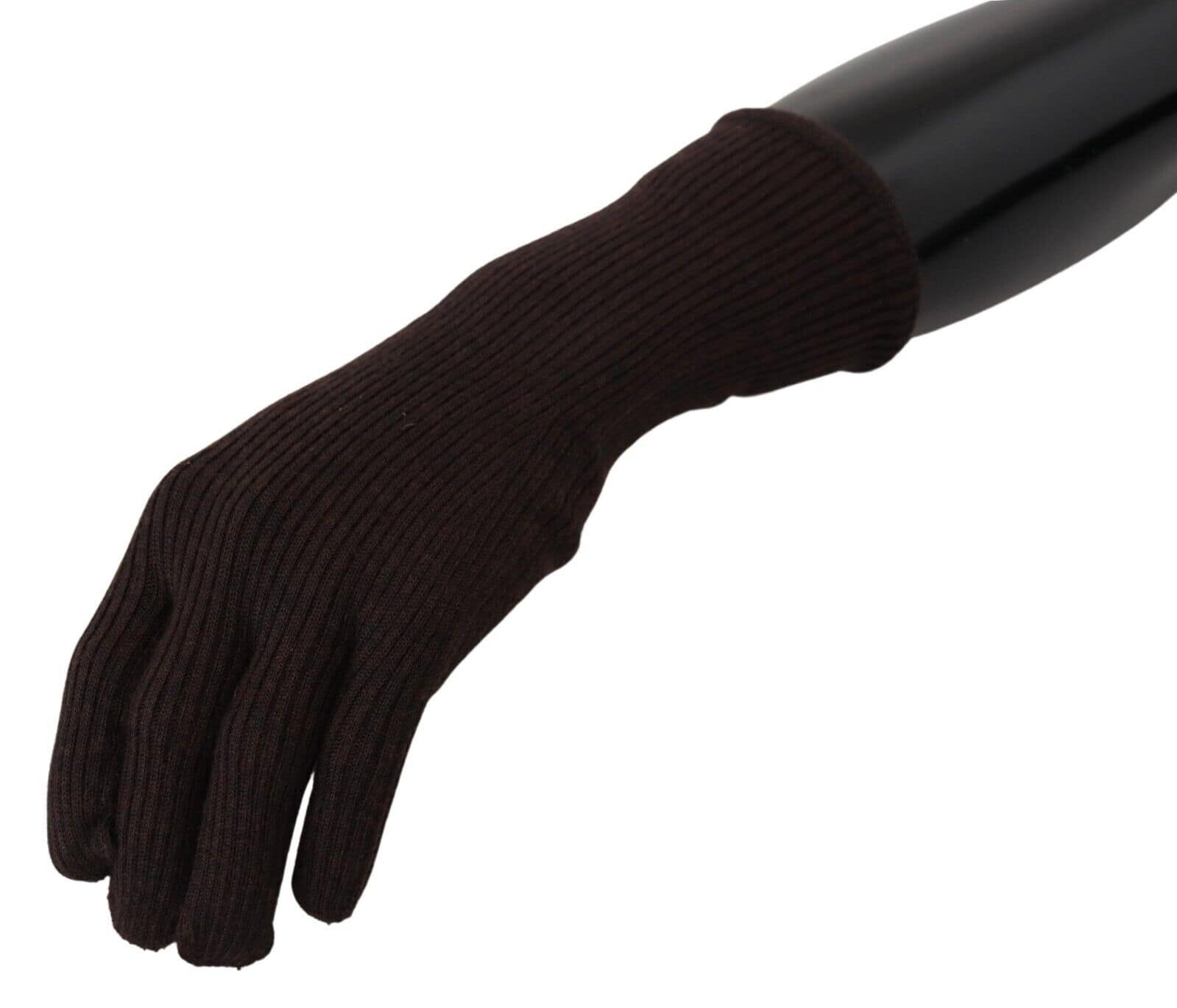 Dolce & Gabbana Brown Cashmere Silk Hands Mitten Mens Gloves - Image 6