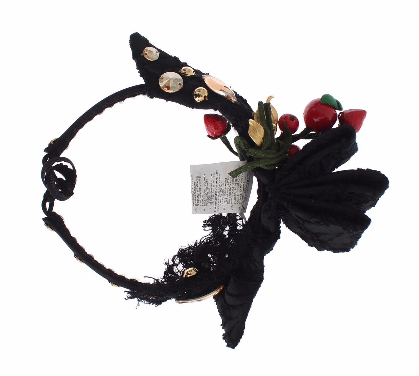 Dolce & Gabbana Diadem Headband Tiara Berry Fruit Crystal Bow Hair - Image 8