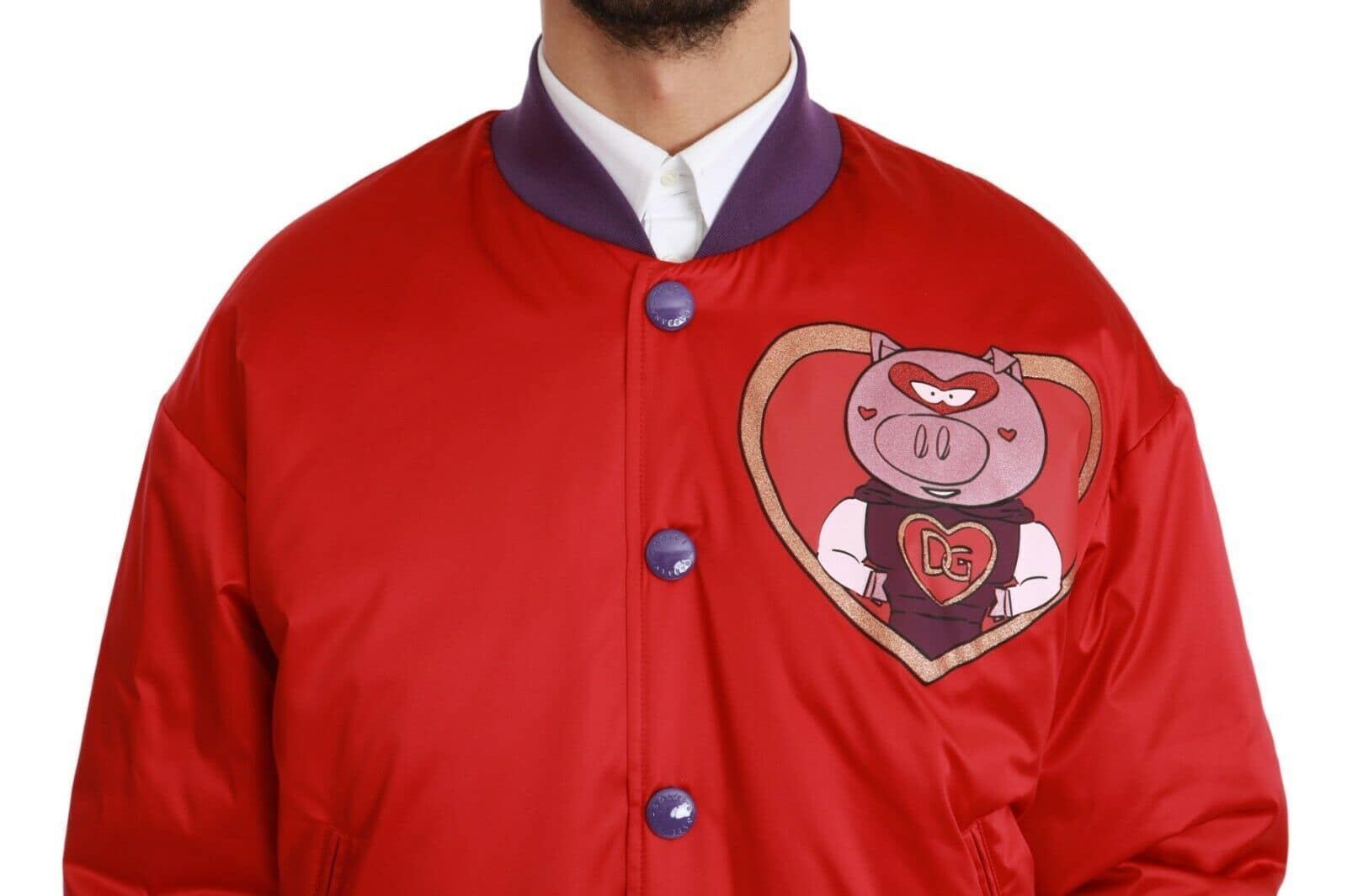 Dolce & Gabbana Red YEAR OF THE PIG Bomber Jacket - Image 4