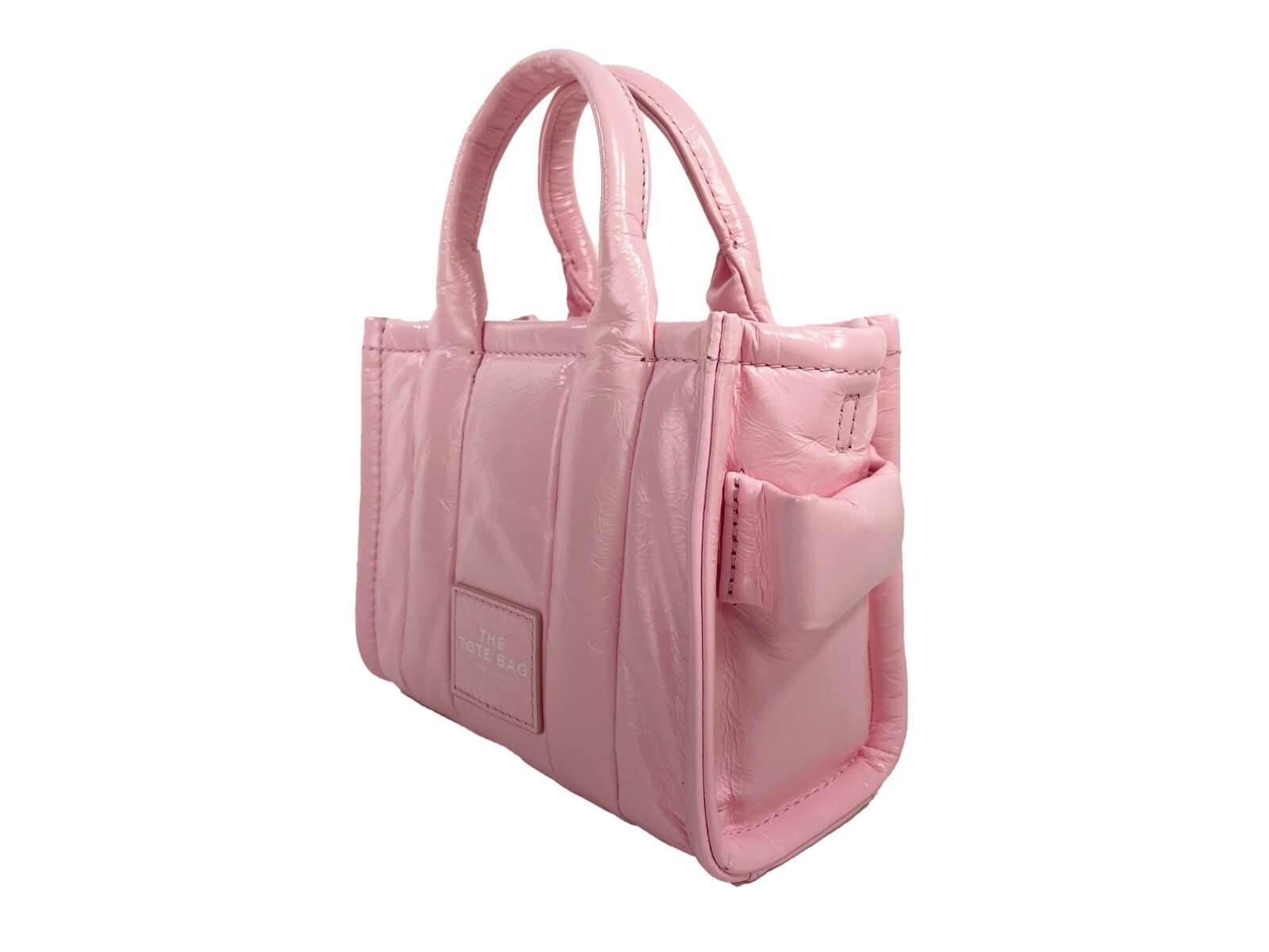 Marc Jacobs The Shiny Crinkle Micro Tote Bubblegum Leather Crossbody - Image 3