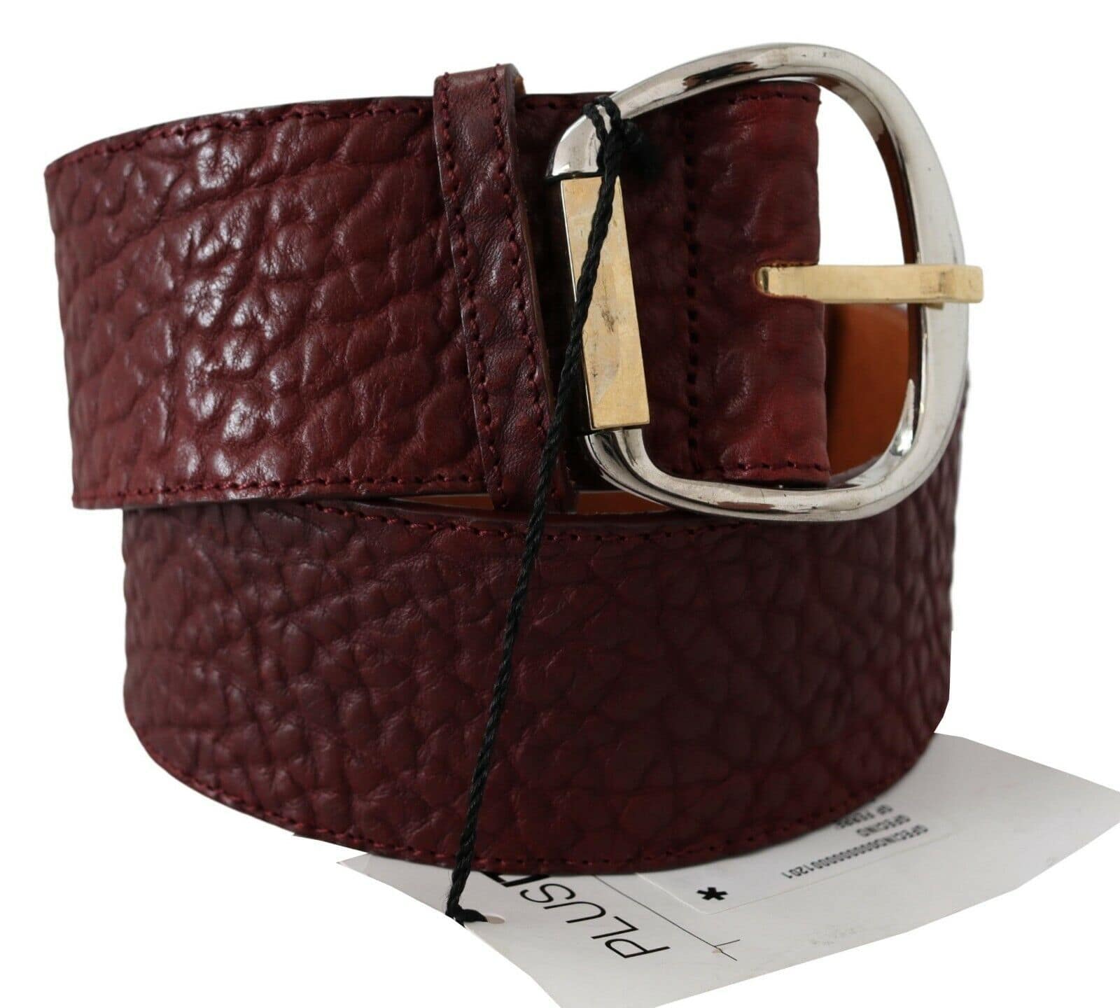 GF Ferre Bordeaux Wide Leather Waist Gold Silver Belt - Image 3