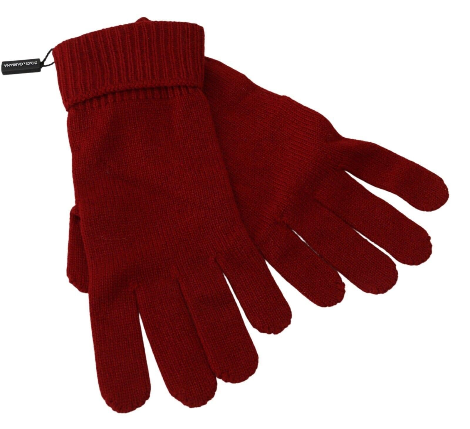 Dolce & Gabbana Red 100% Cashmere Knit Hands Mitten Mens Gloves - Image 2
