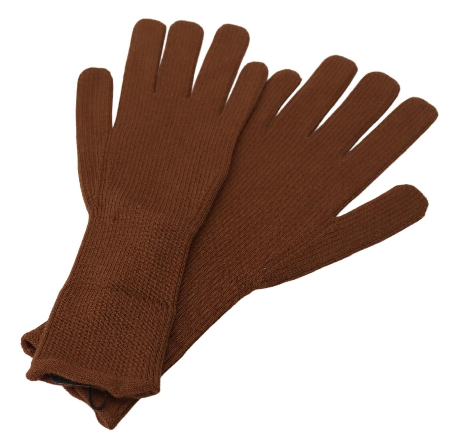 Dolce & Gabbana Brown Cashmere Knitted Hands Mitten Mens Gloves - Image 2