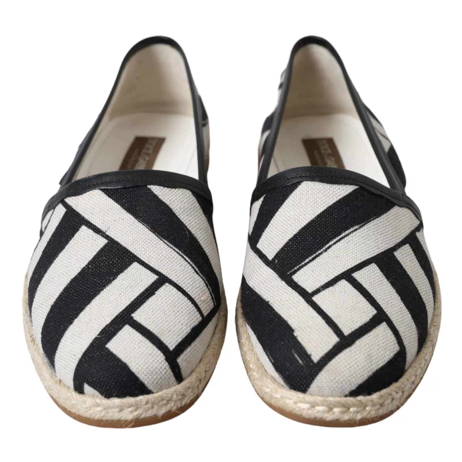 Dolce & Gabbana Black White Stripes Slip On Espadrille Shoes - Image 6