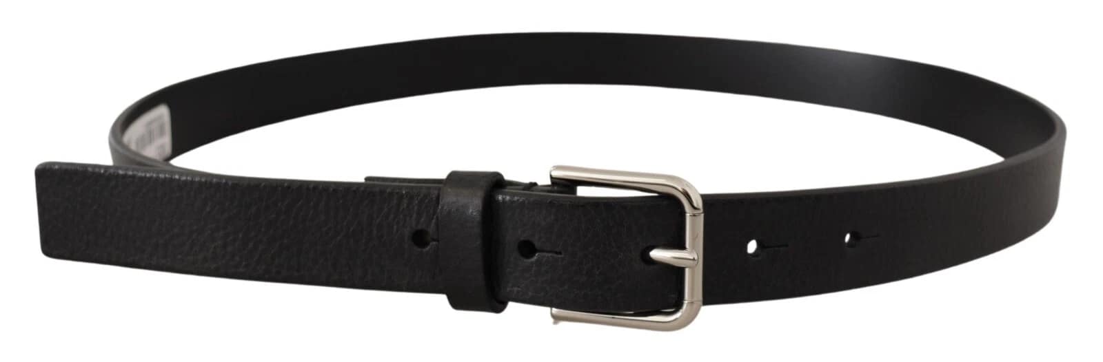 Dolce & Gabbana Calf Leather Silver Tone Black Metal Buckle Belt - Image 3